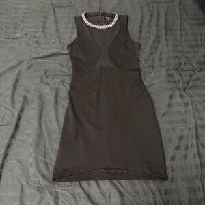 Topshop Black Sheer-Panel Mini Dress